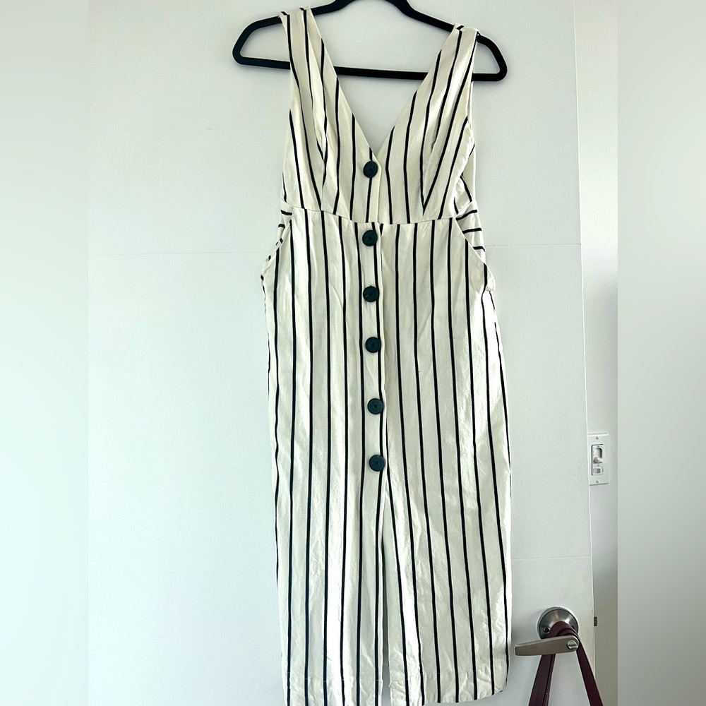 Topshop - Striped Pencil Dress - Linen-style